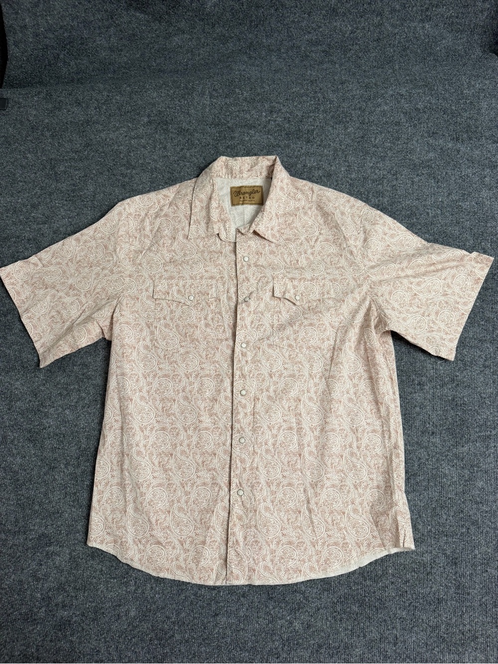 Men's Casual Short-Sleeve Paisley Button-Down Shirt - Light Pink